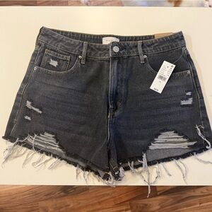 PacSun Black Wash High-Rise Distressed Jean Shorts